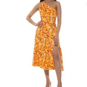 Alexia Ardmor Fay Midi Dress One Shoulder- Yellow Floral- Size 10